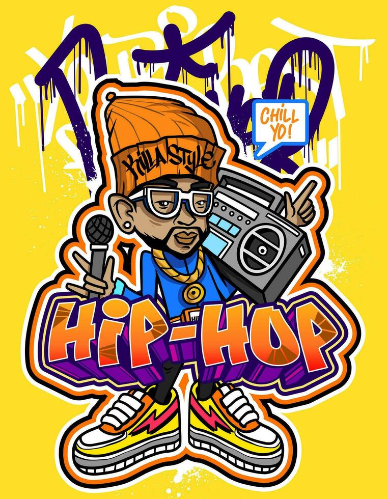 Graffiti cartoon illustrations in vibrant colors. Street art hip-hop graffiti character design in vector illustrations.