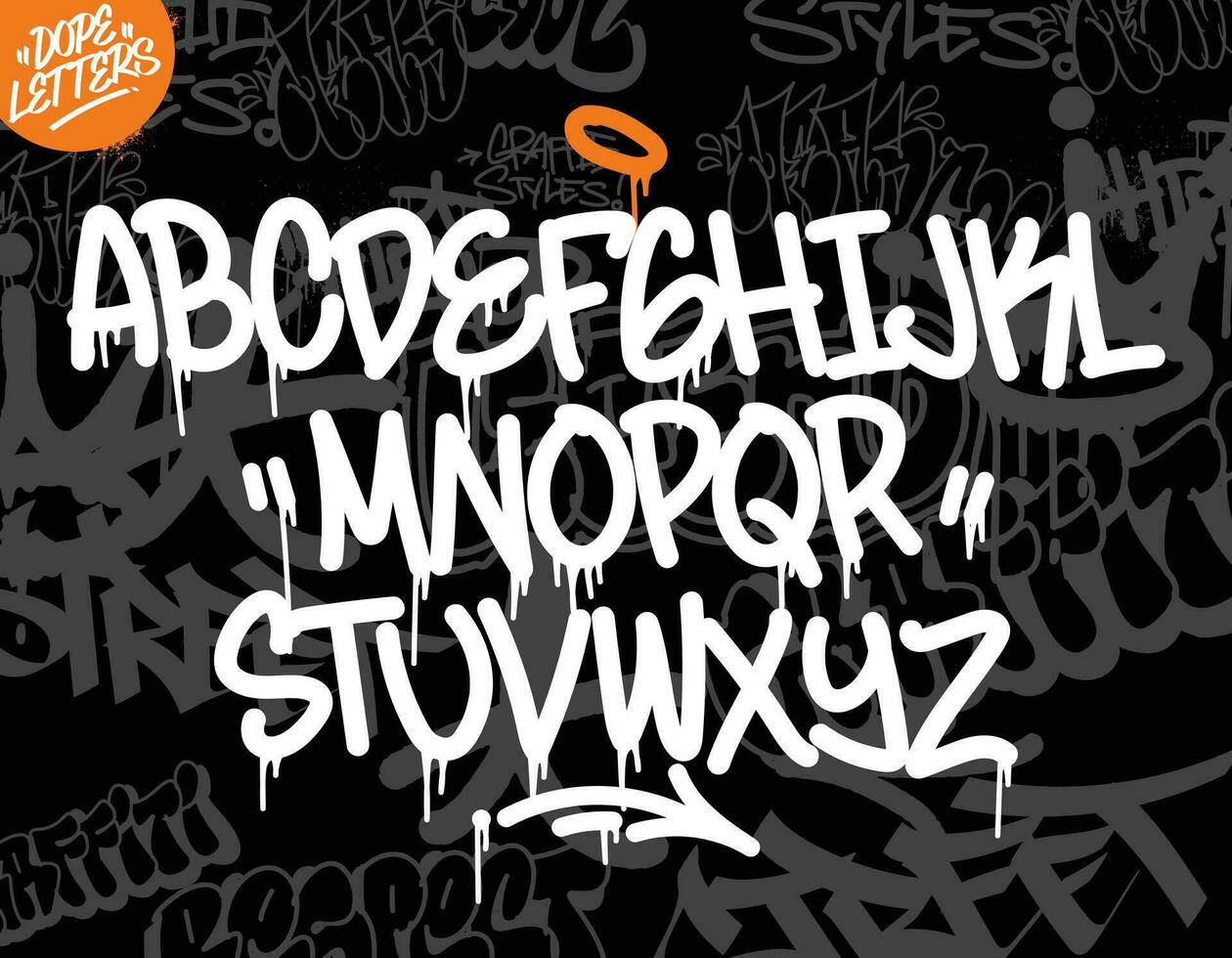 Graffiti art alphabet. Decorative Graffiti font vector design.