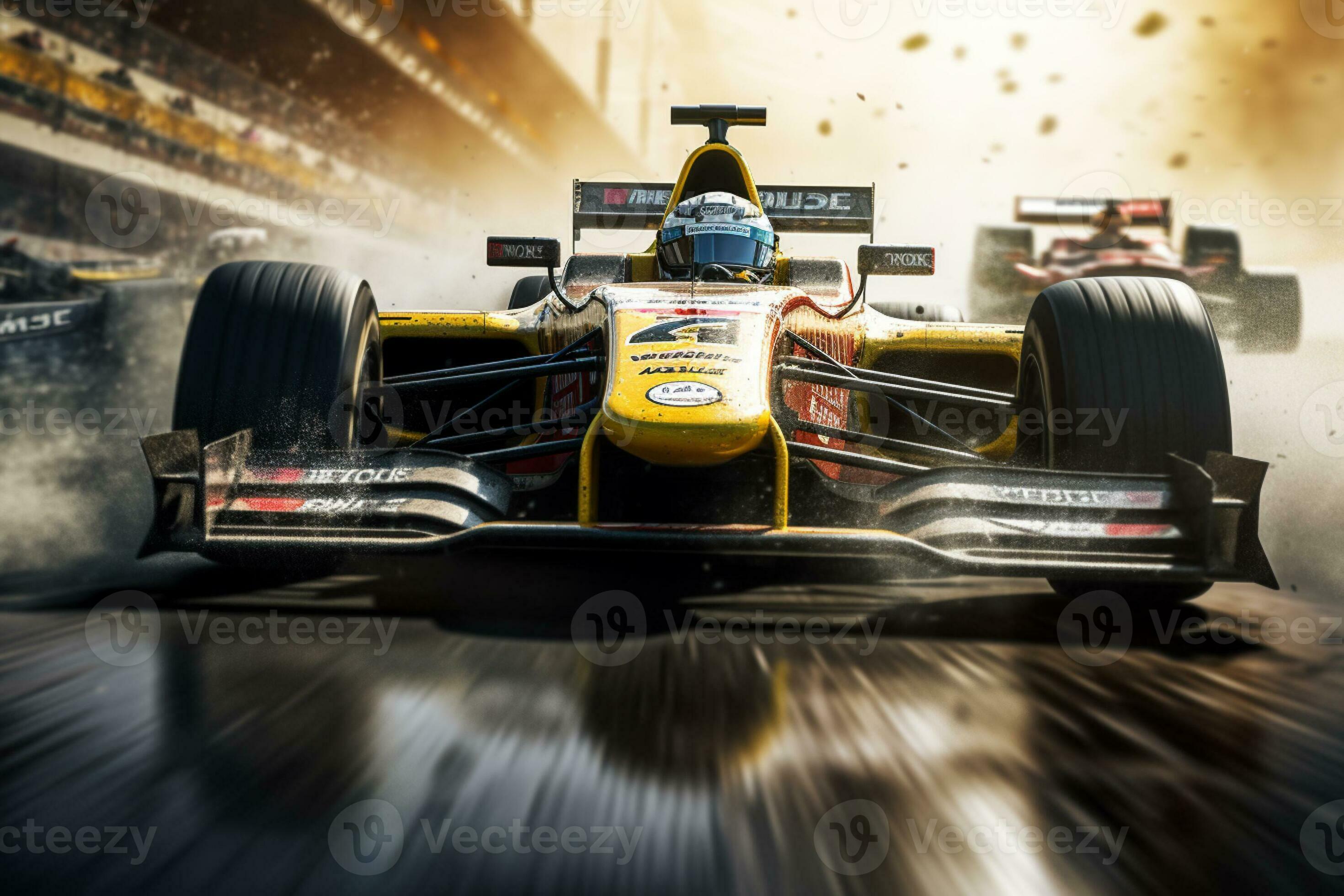 a racing car running at high speed on a race track 29883126 Stock Photo at Vecteezy