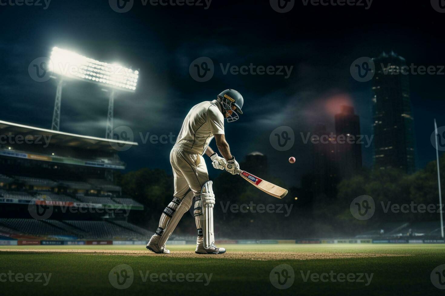 Cricket athletes are competing on the cricket field photo
