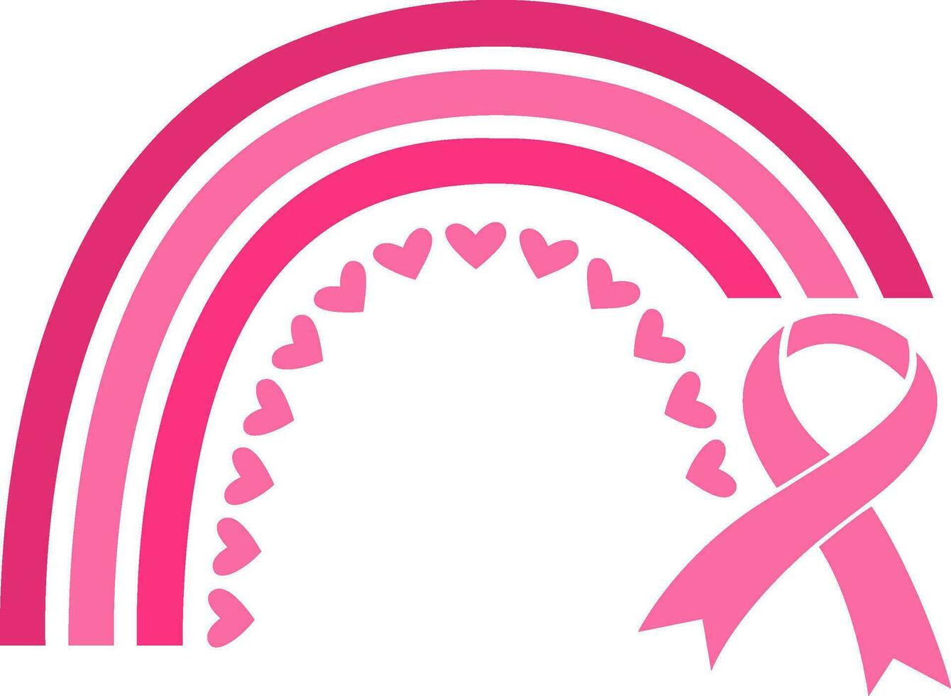 Pink Rainbow Breast Cancer Awareness heart design vector