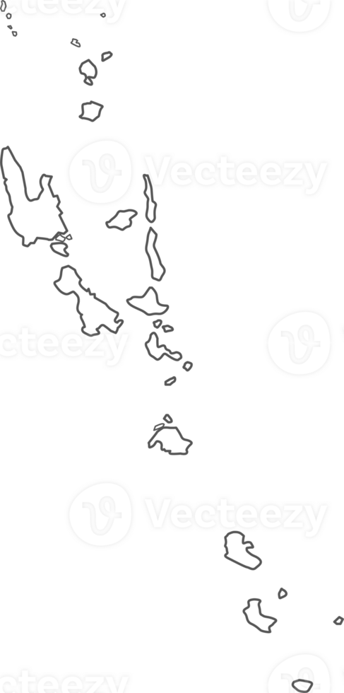 Map of Vanuatu with detailed country map, line map. png