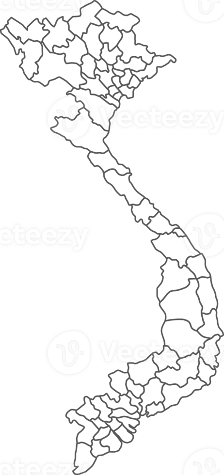 Map of Vietnam with detailed country map, line map. png