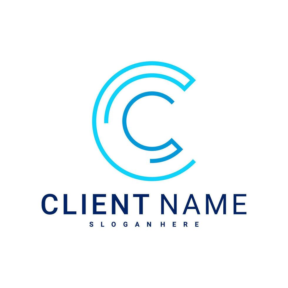 Modern and Minimal letter C logo. Simple initial C monogram logo design vector template.