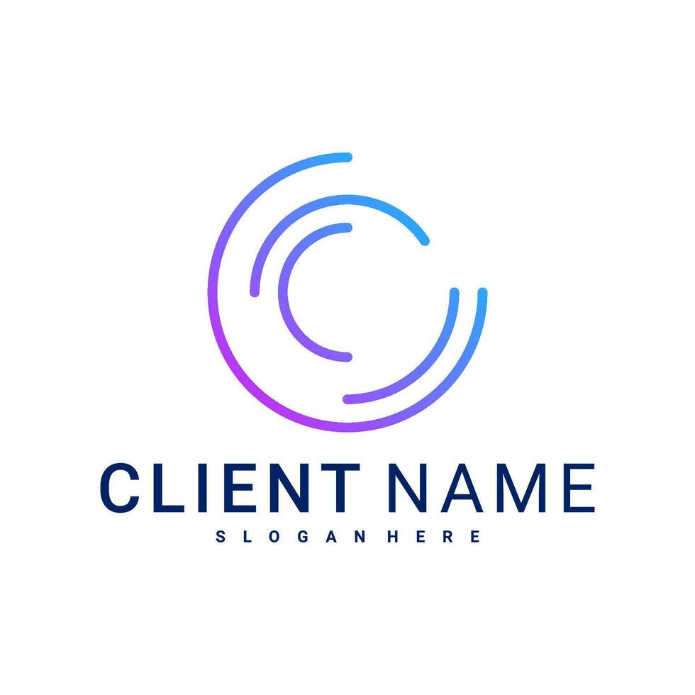 Modern and Minimal letter C logo. Simple initial C monogram logo design vector template.