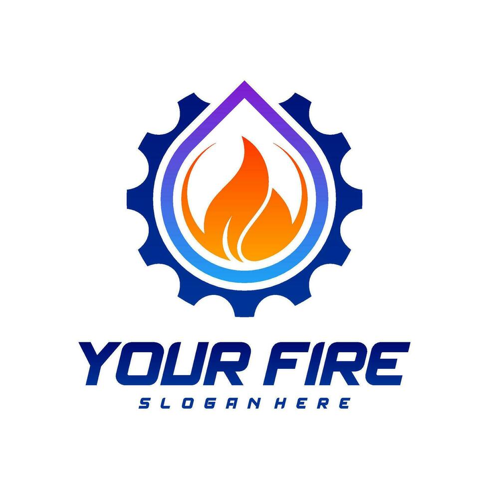 Modern gear fire logo concept or icon design. Vector illustration