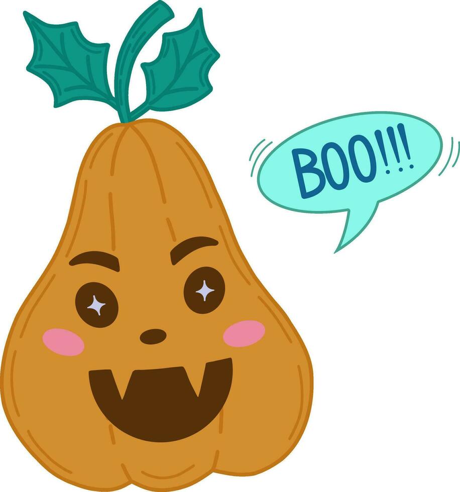 Funny pumpkin for Halloween. Vector illustration of a pumpkin highlighted on a white background. A creepy invitation to a Halloween party.