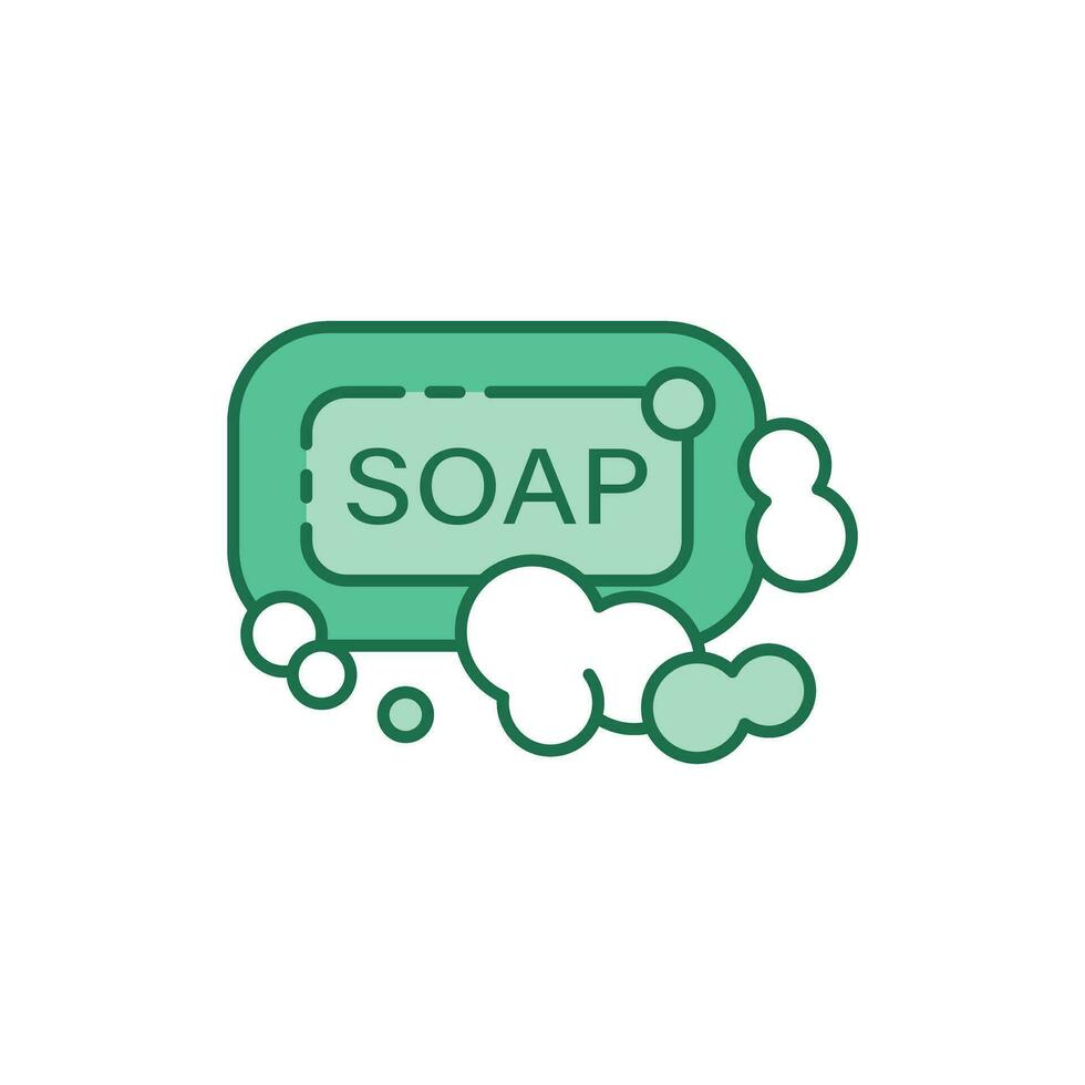 Bar of soap with foam icon in flat style. Cosmetic product for hygienic vector illustration on isolated background. Toiletries sign business concept.