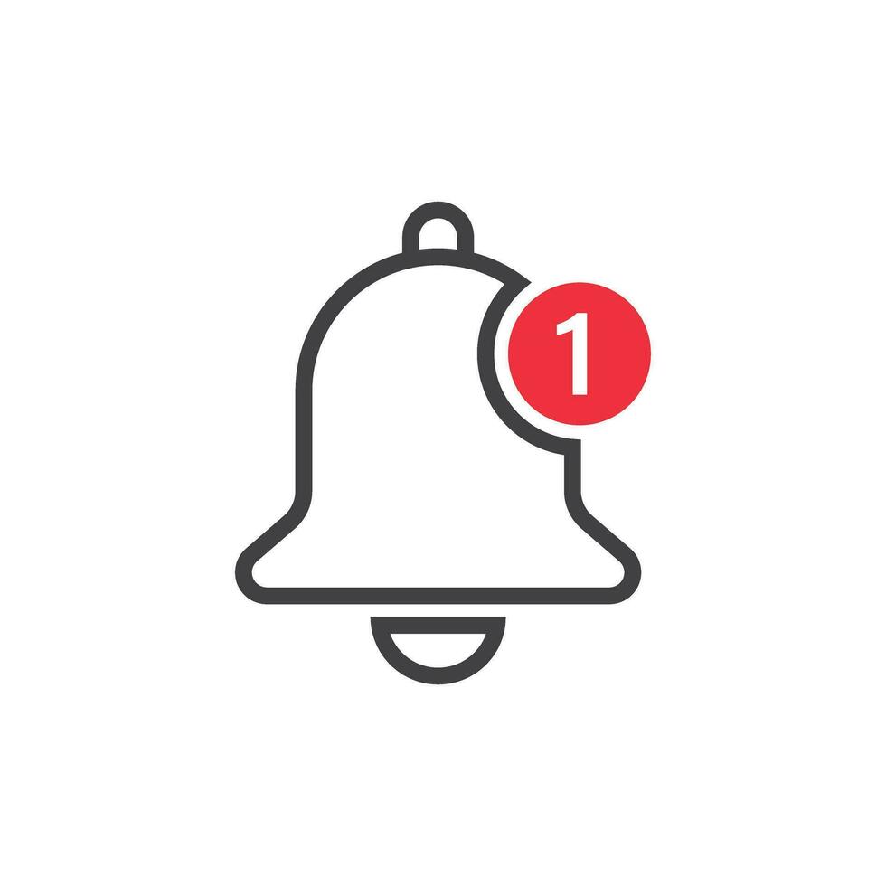Notification bell icon in flat style. inbox message vector