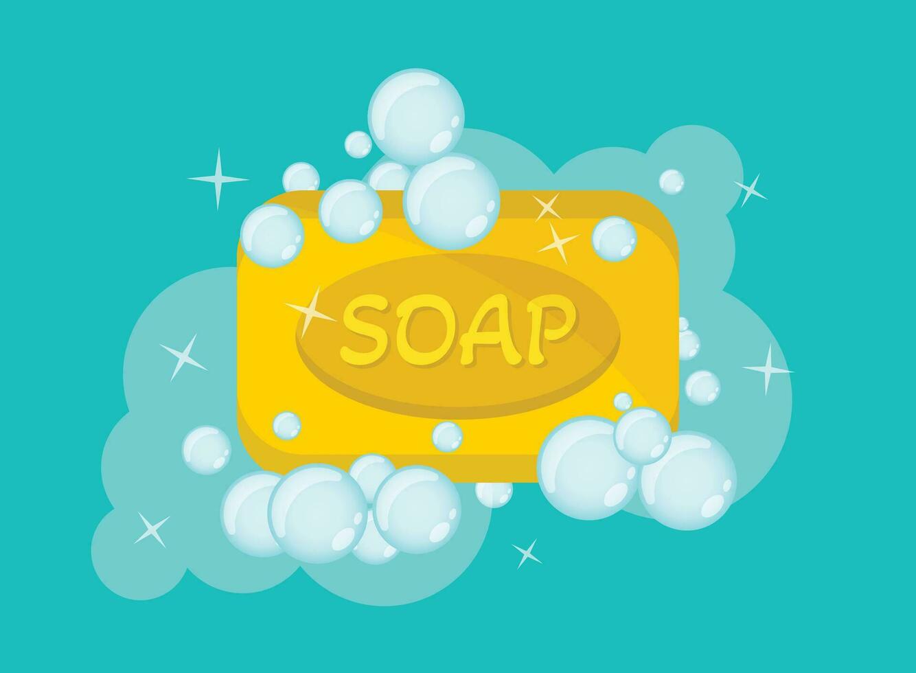 Bar of soap with foam icon in flat style. Cosmetic product for hygienic vector illustration on isolated background. Toiletries sign business concept.