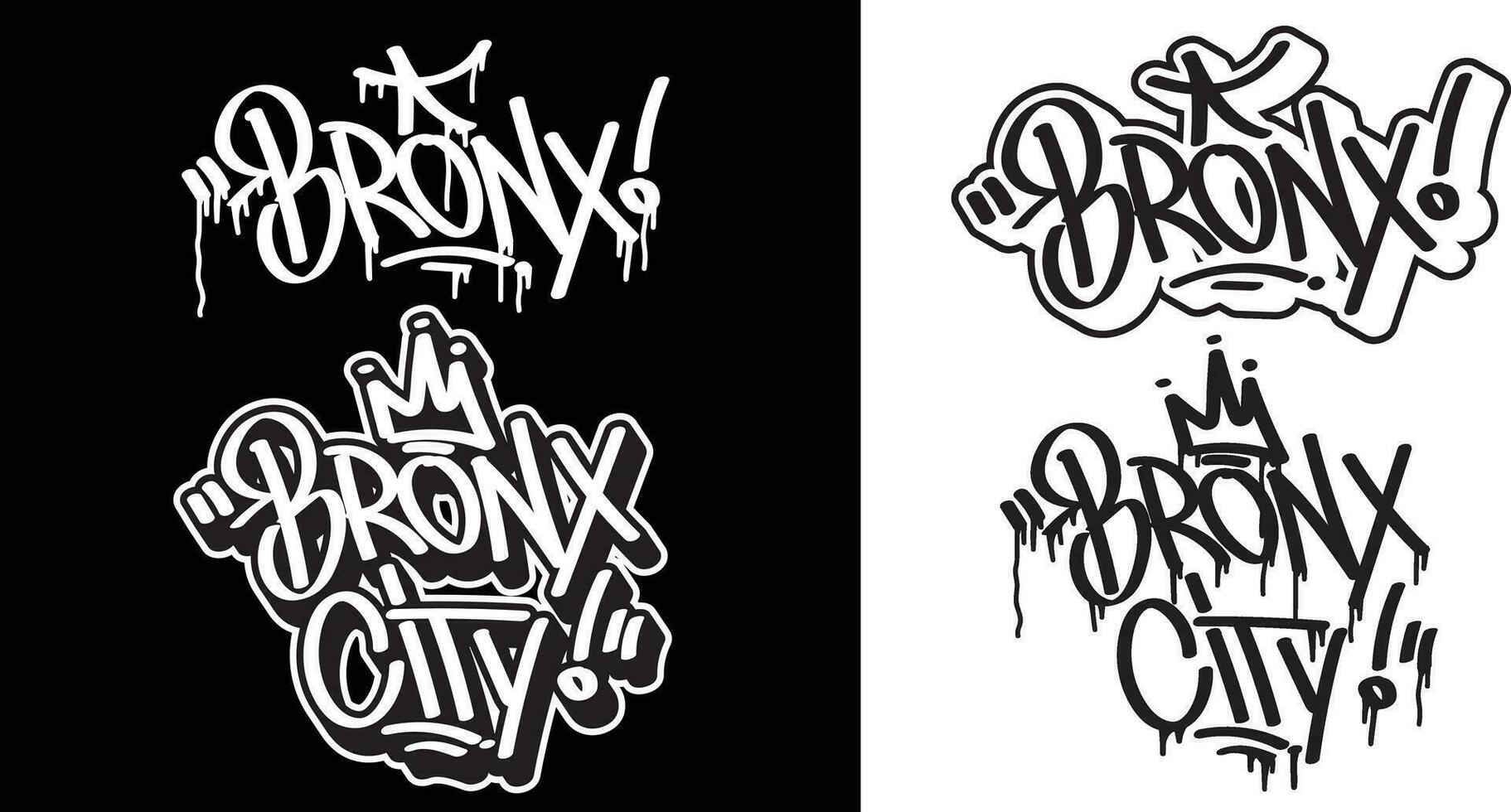 bronx texto en pintada etiqueta fuente estilo. pintada texto vector ilustraciones.