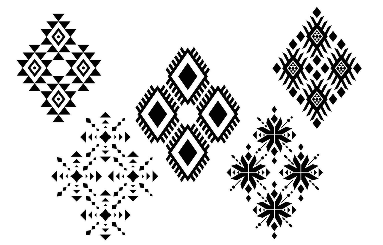 Oriental ethnic pattern. Set of ethnic ornaments. Tribal design, geometric symbols for tattoo, logo, cards, fabric decorative works. traditional print vector illustration. on white background.