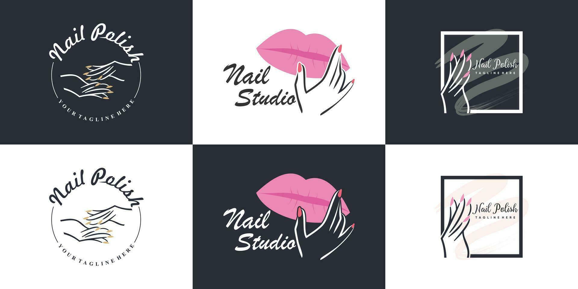 Nail beauty logo design element vector with modern concept