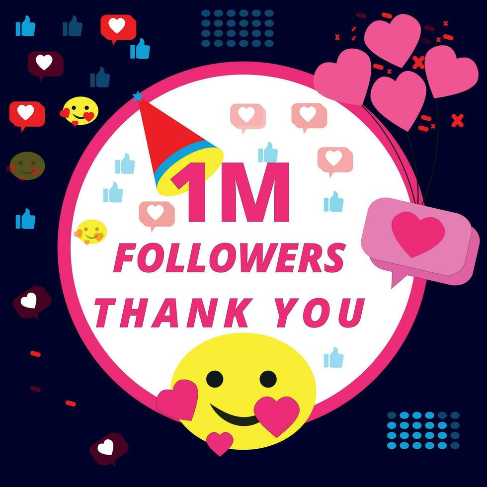 thanks for 1 million followers vector