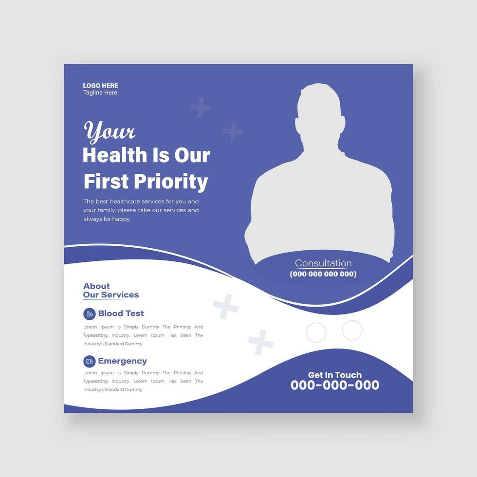 Medical Social Media Post Template Design For Your Business vector