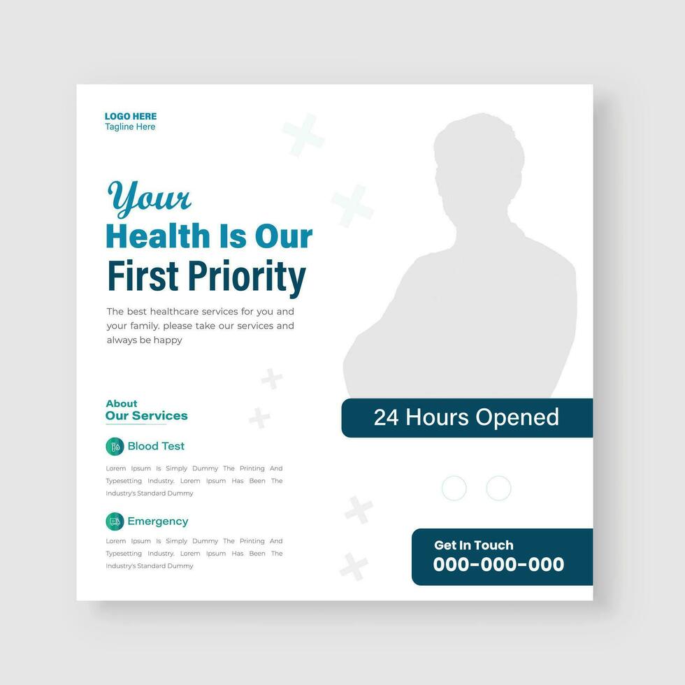 Medical Social Media Post Template Design For Your Business vector