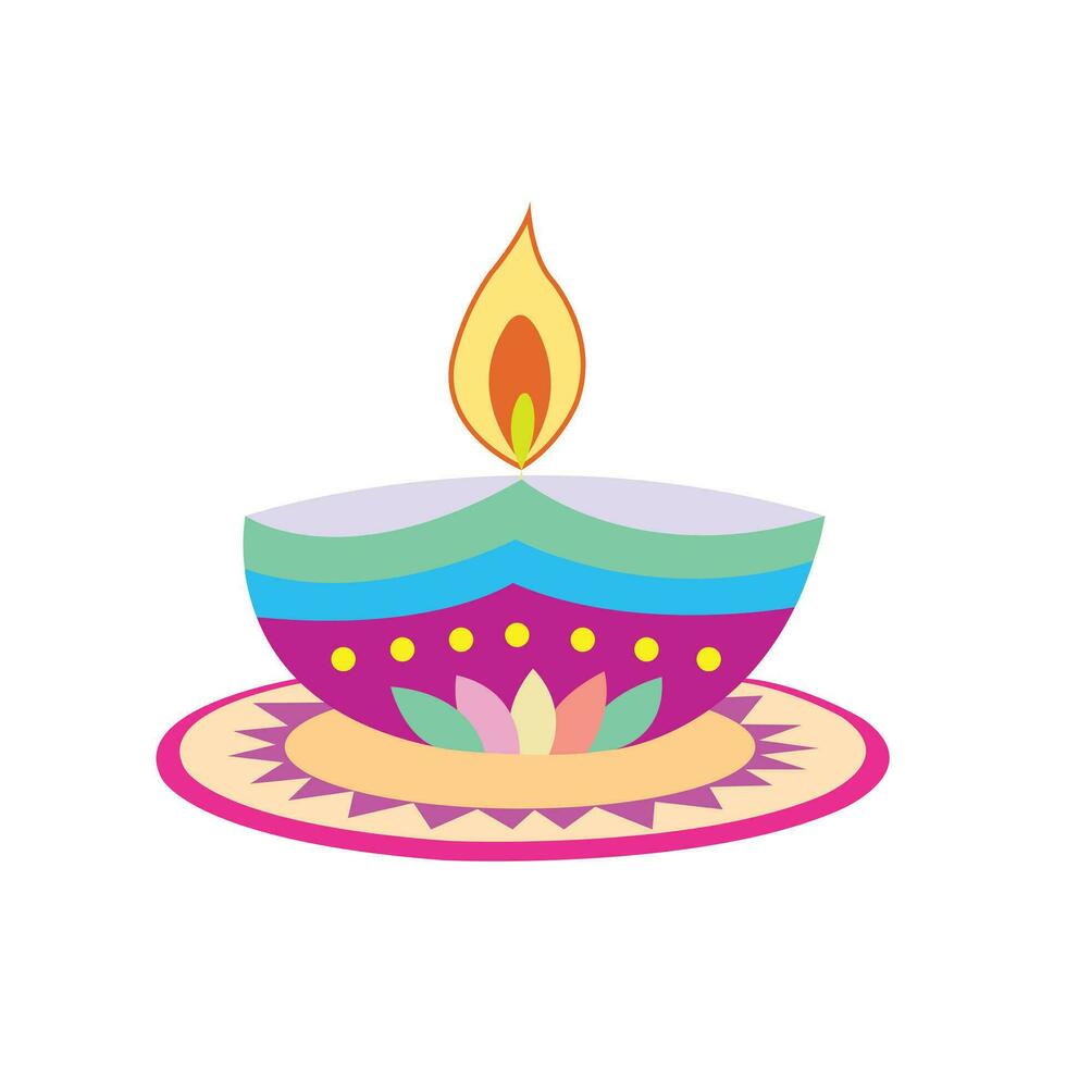 Vector illustration of Diwali celebration with decorative colourful Design set.