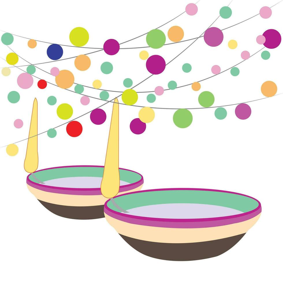 Vector illustration of Diwali celebration with decorative colourful Design set.