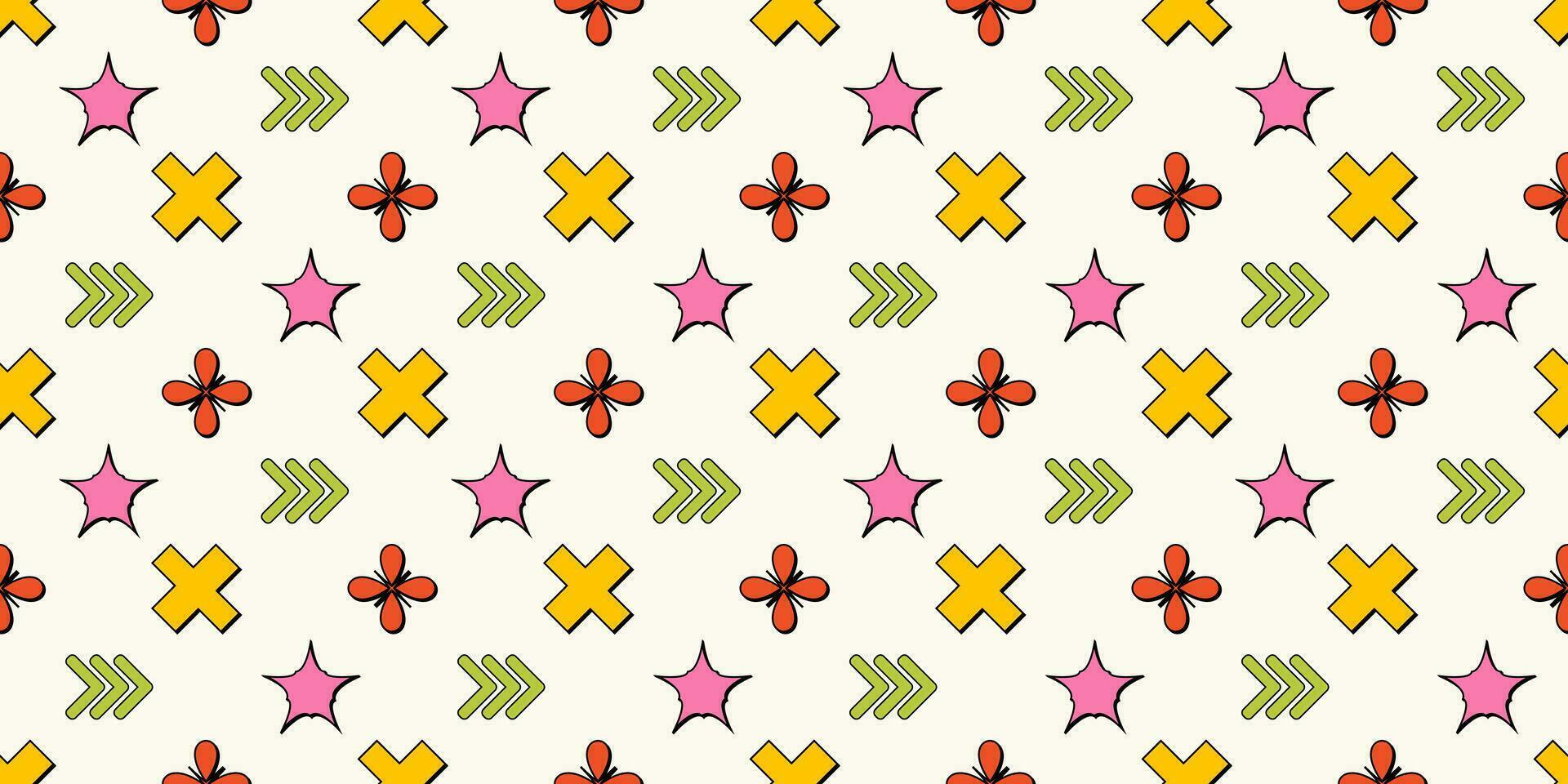 Abstract graphic elements seamless pattern. Minimalist figures in trendy brutal style. Vector background