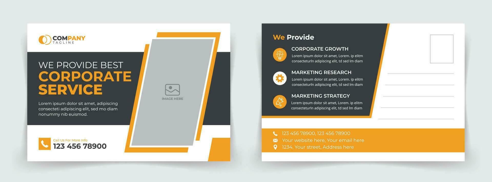 Modern and trendy corporate business postcard template design. vector