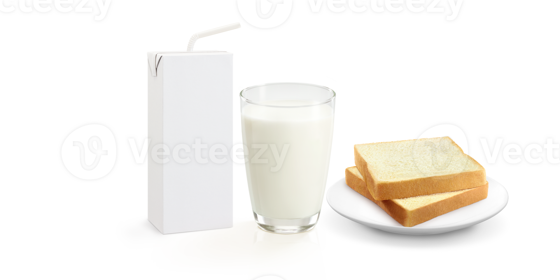 milk carton  milk in glass  slice of bread in plate PNG transparent