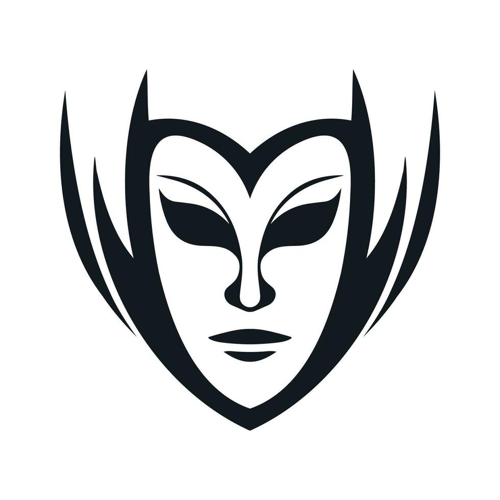 Mask for face character logo. Silhouette mask on white vector