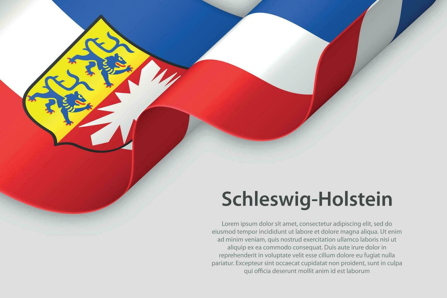 3d cinta con bandera schleswig-holstein. alemán estado. aislado en blanco antecedentes vector