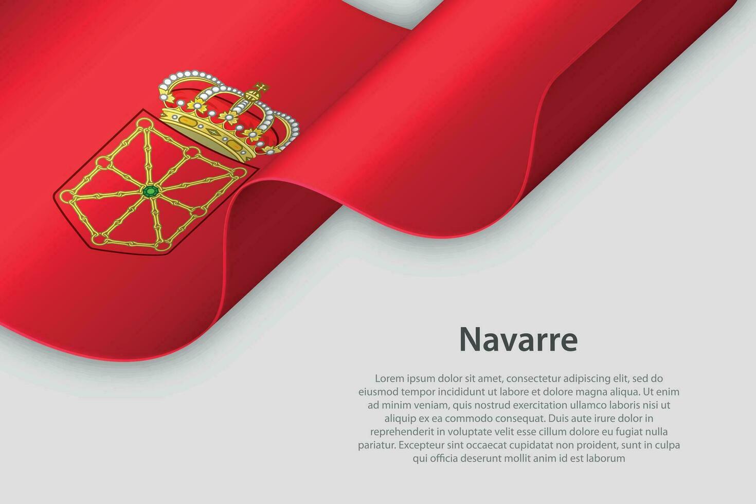 3d ribbon with flag Navarre. Spanish autonomus community. isolated on white background vector