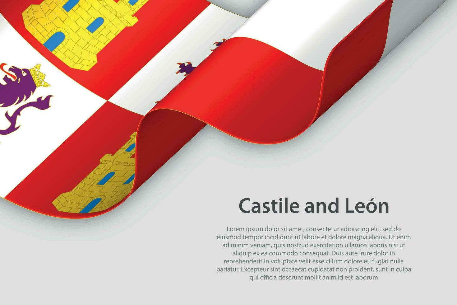 3d cinta con bandera Castilla y León. Español autonomus comunidad. aislado en blanco antecedentes vector