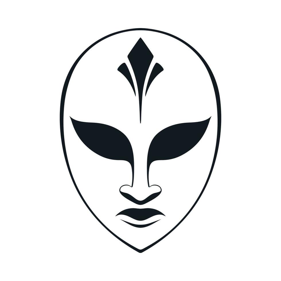 Mask for face character logo. Silhouette mask on white vector