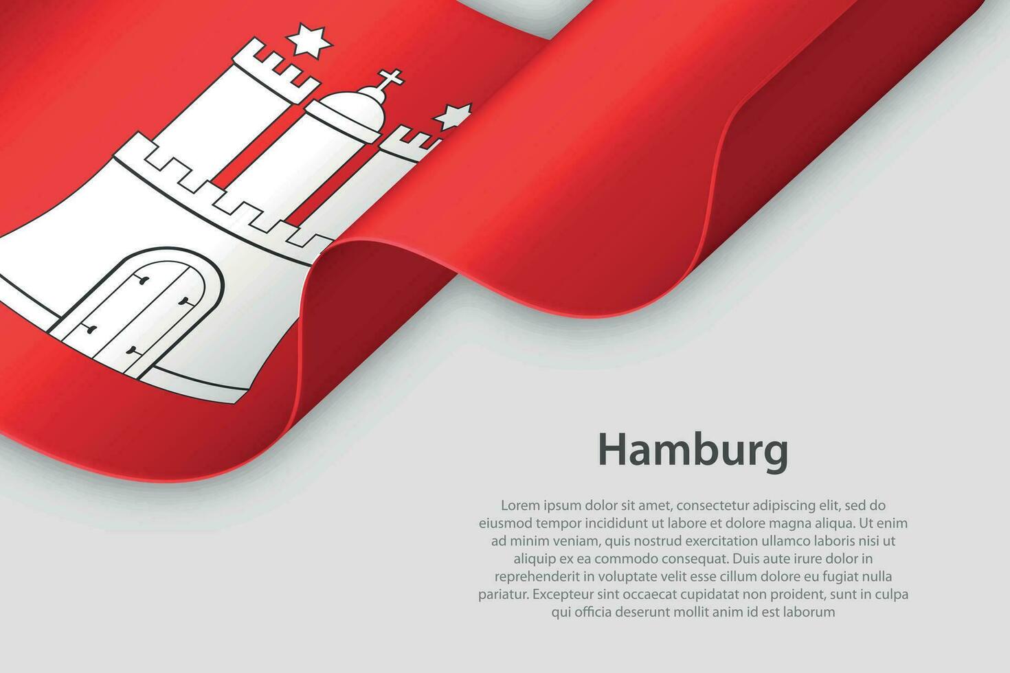 3d ribbon with flag Hamburg. German state. isolated on white background vector