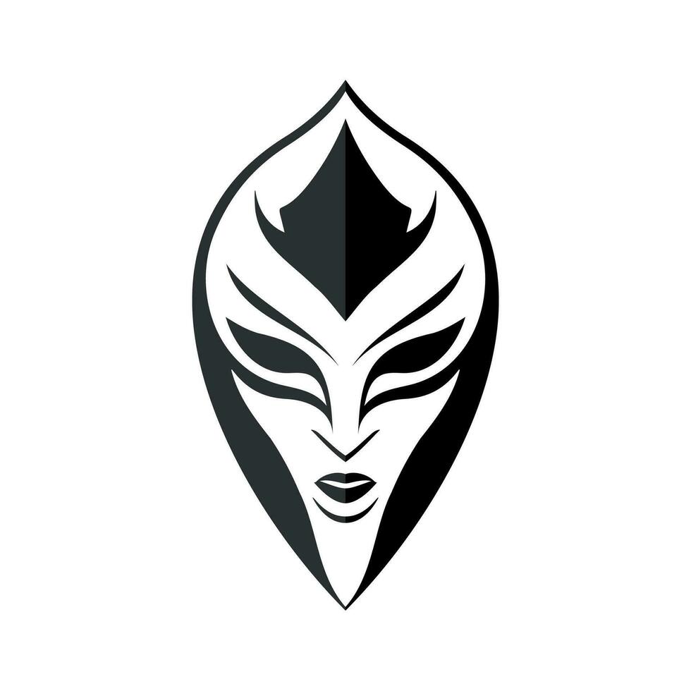 Mask for face character logo. Silhouette mask on white vector