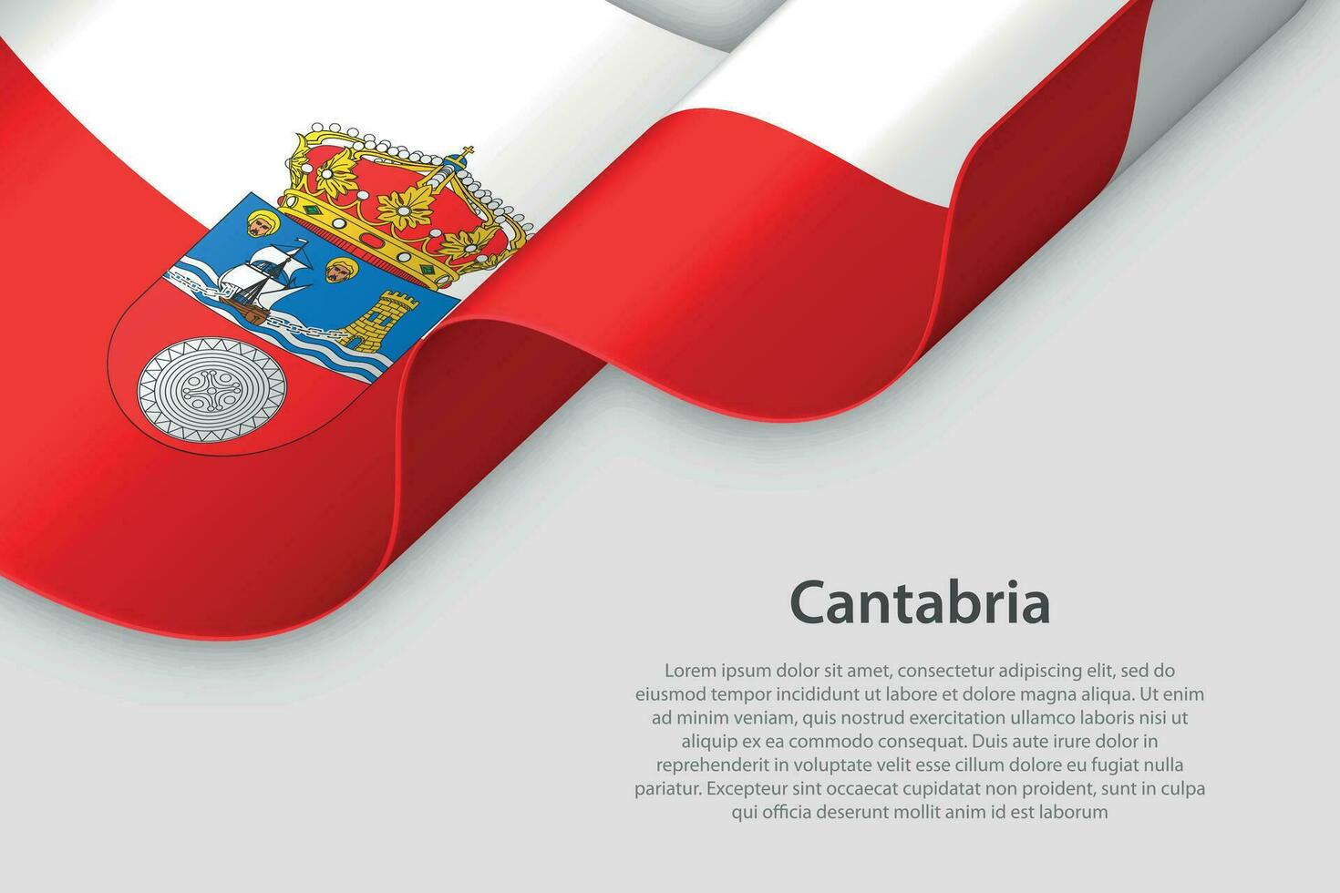 3d cinta con bandera Cantabria. Español autonomus comunidad. aislado en blanco antecedentes vector