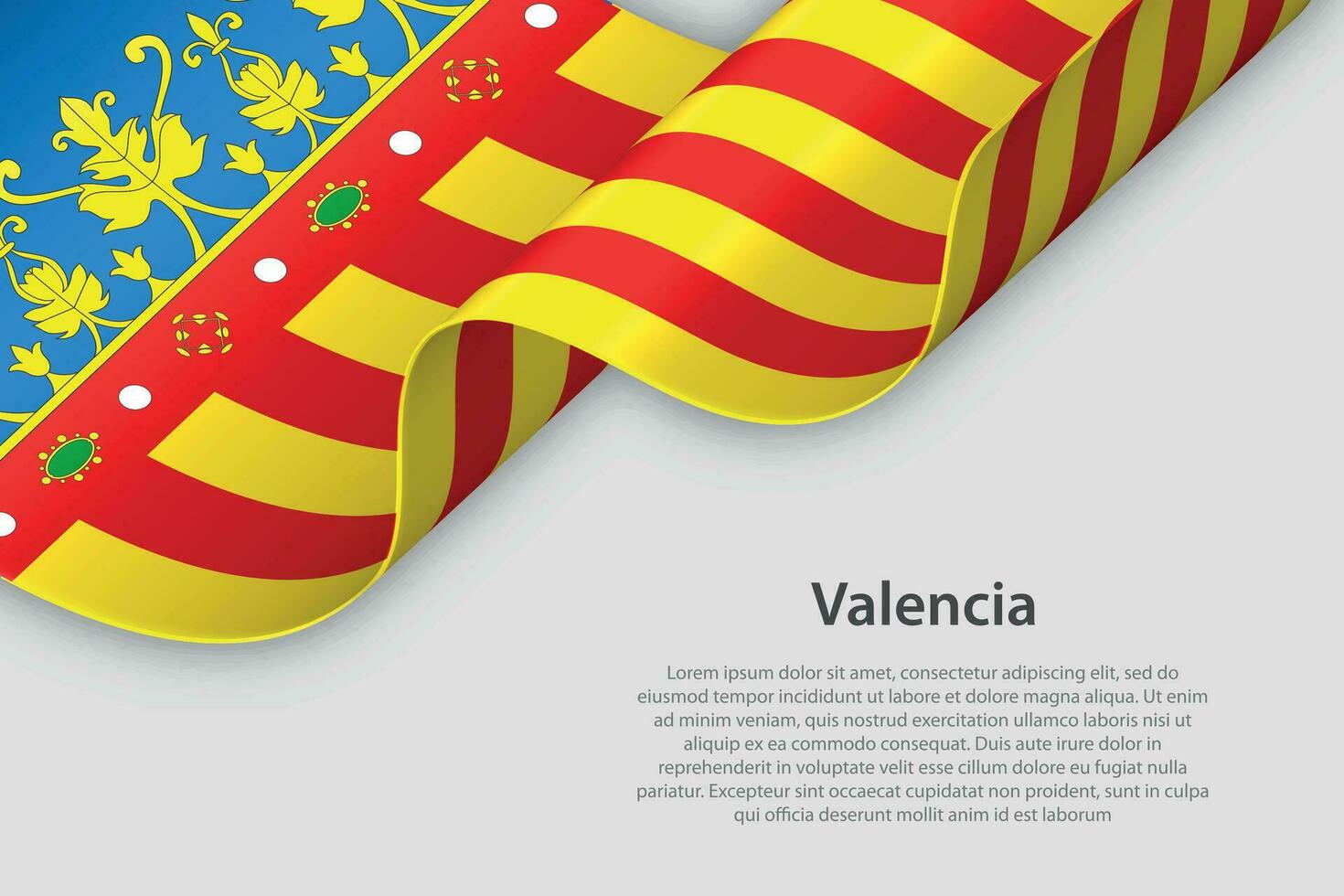 3d cinta con bandera Valencia. Español autonomus comunidad. aislado en blanco antecedentes vector