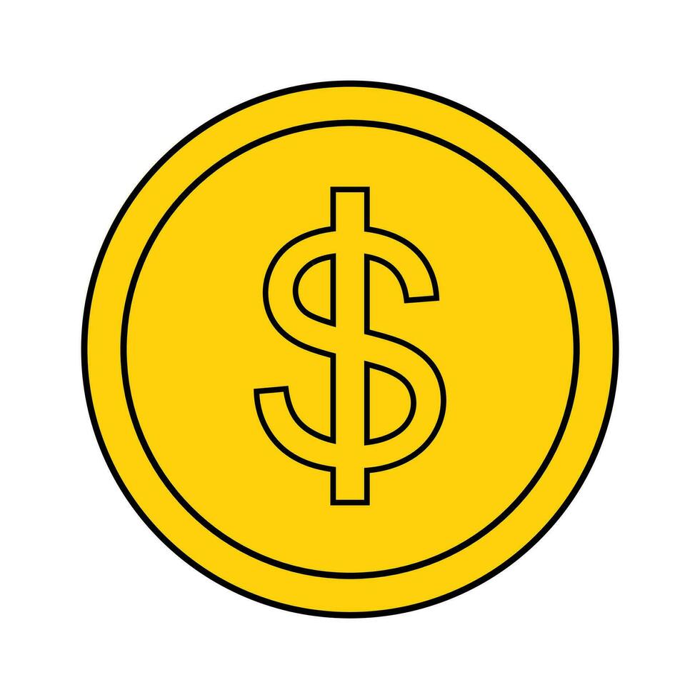 Dollar Gold Coin Vector icon