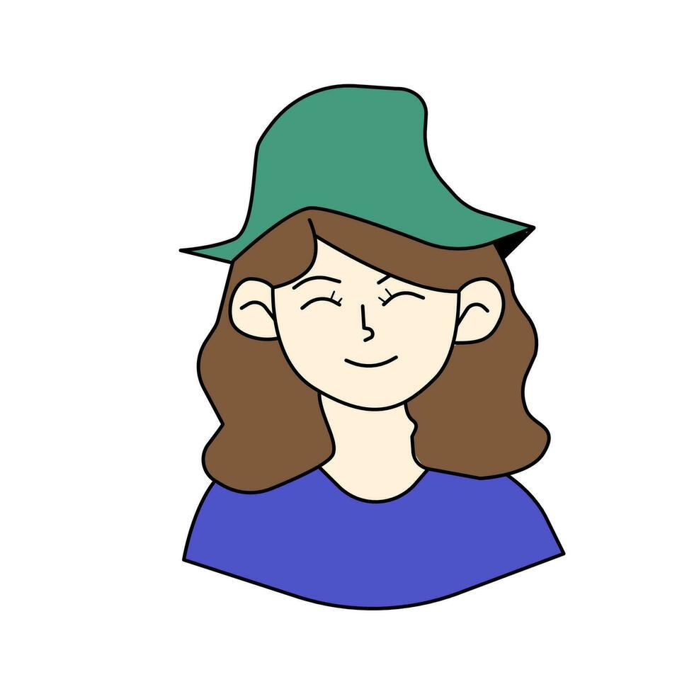 Avatar of a laughing young woman. Portrait. Vector Illustration