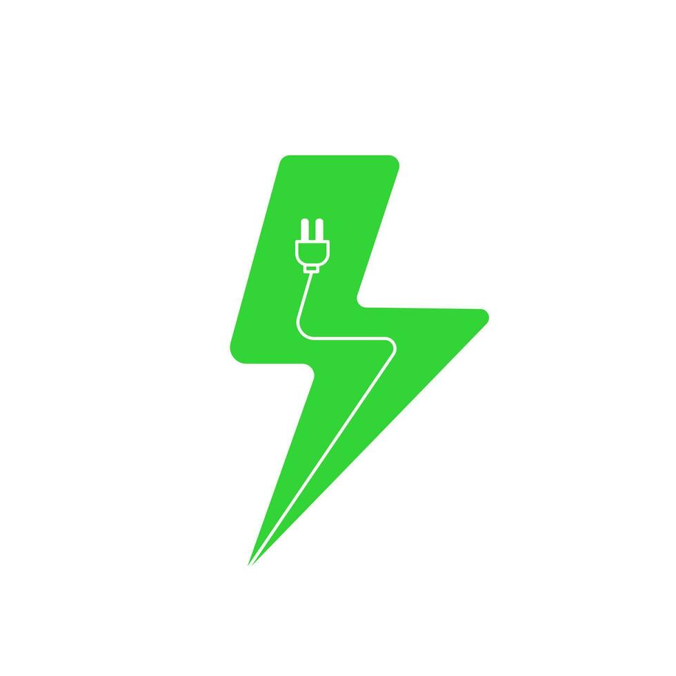 Lightning icon with plug vector. Eco Flash sign vector