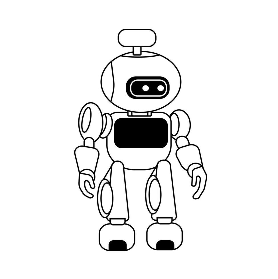 Modern Robot Black and White Vector Illustration. Ai Robot Vector