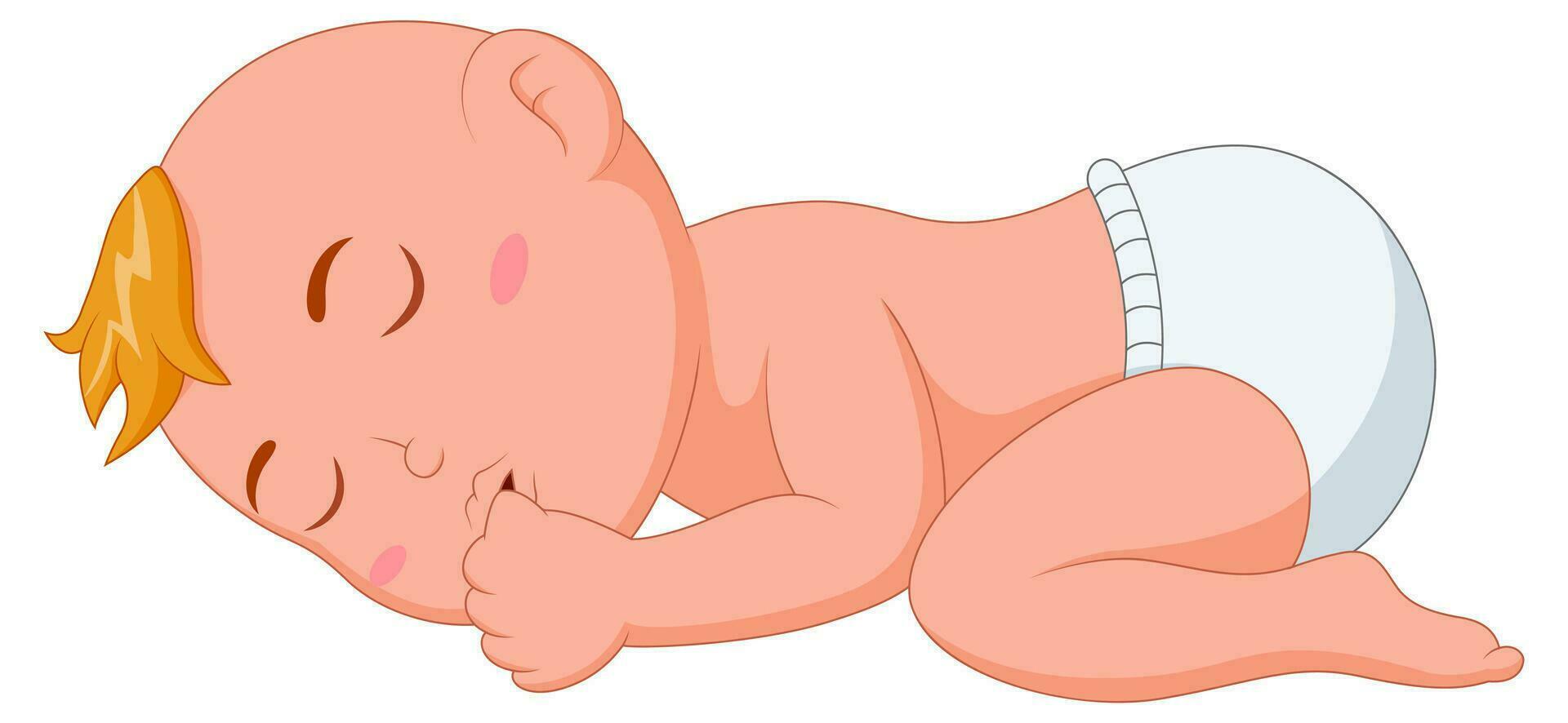 Cute cartoon baby lying down. Vector illustration