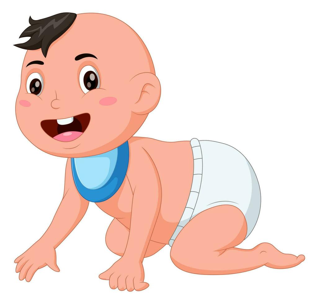 Cute cartoon crawling baby. Vector illustration