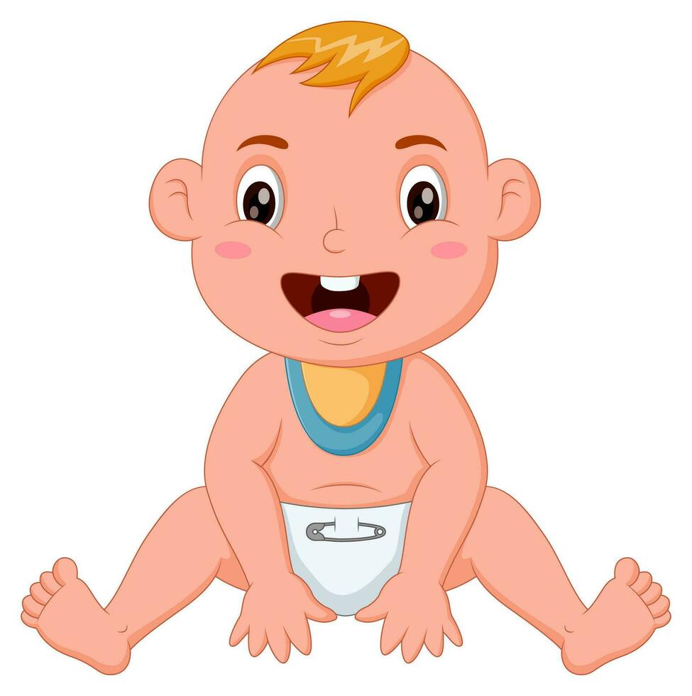 Cute baby cartoon sitting. Vector illustration