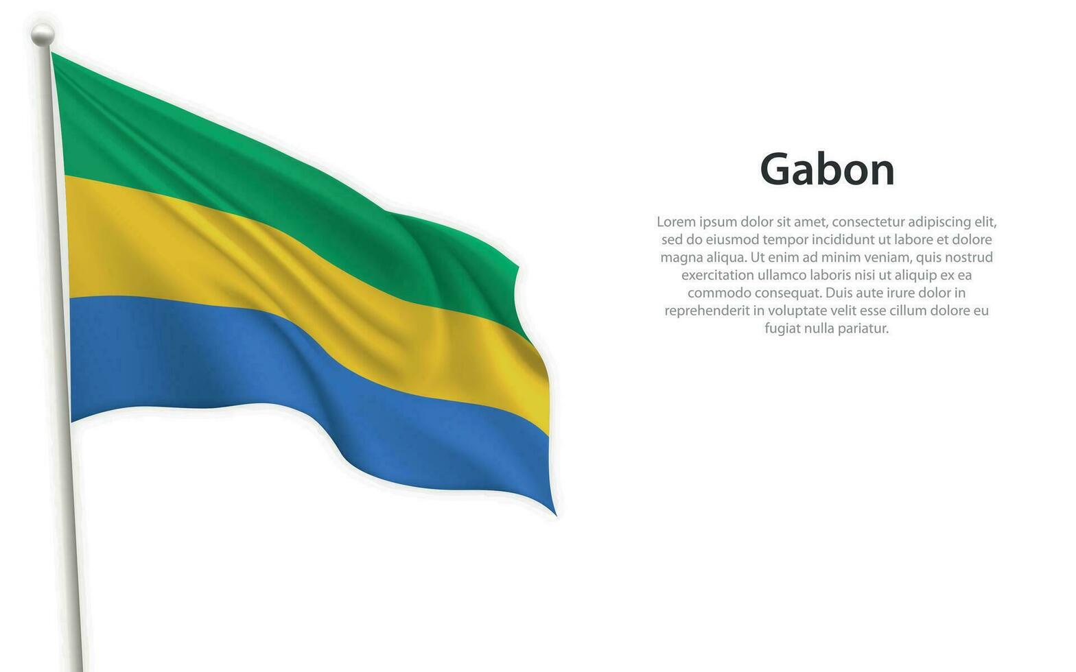 Waving flag of Gabon on white background. Template for independence day vector