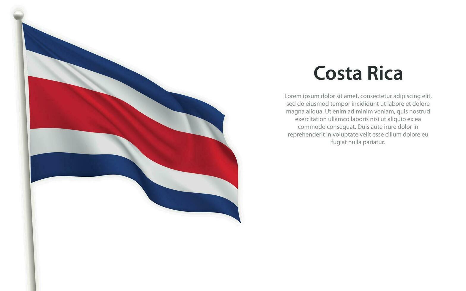 ondulación bandera de costa rica en blanco antecedentes. modelo para independencia día vector