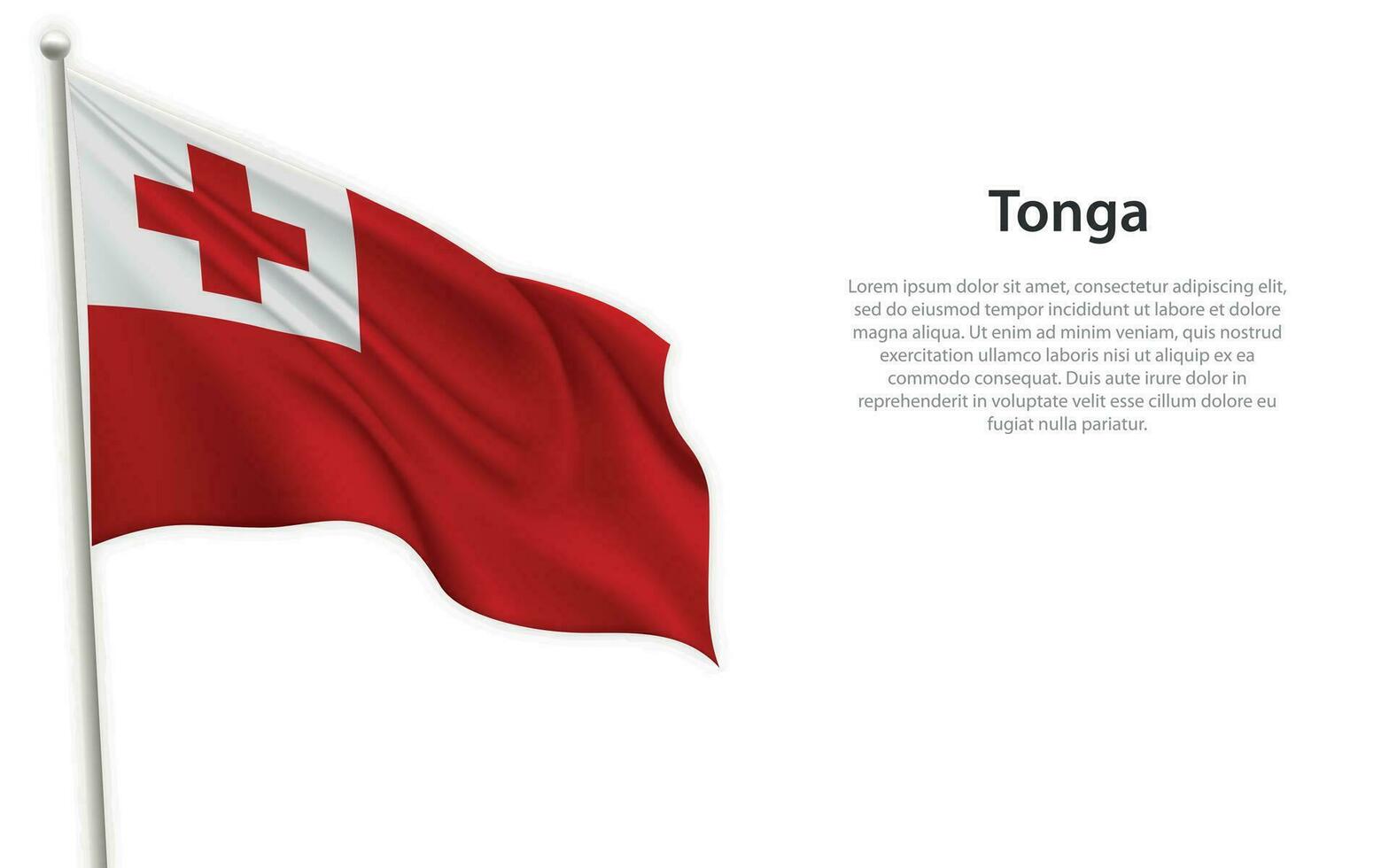 Waving flag of Tonga on white background. Template for independence day vector