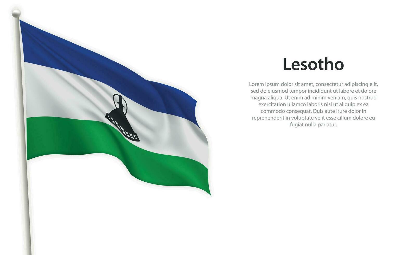 Waving flag of Lesotho on white background. Template for independence day vector