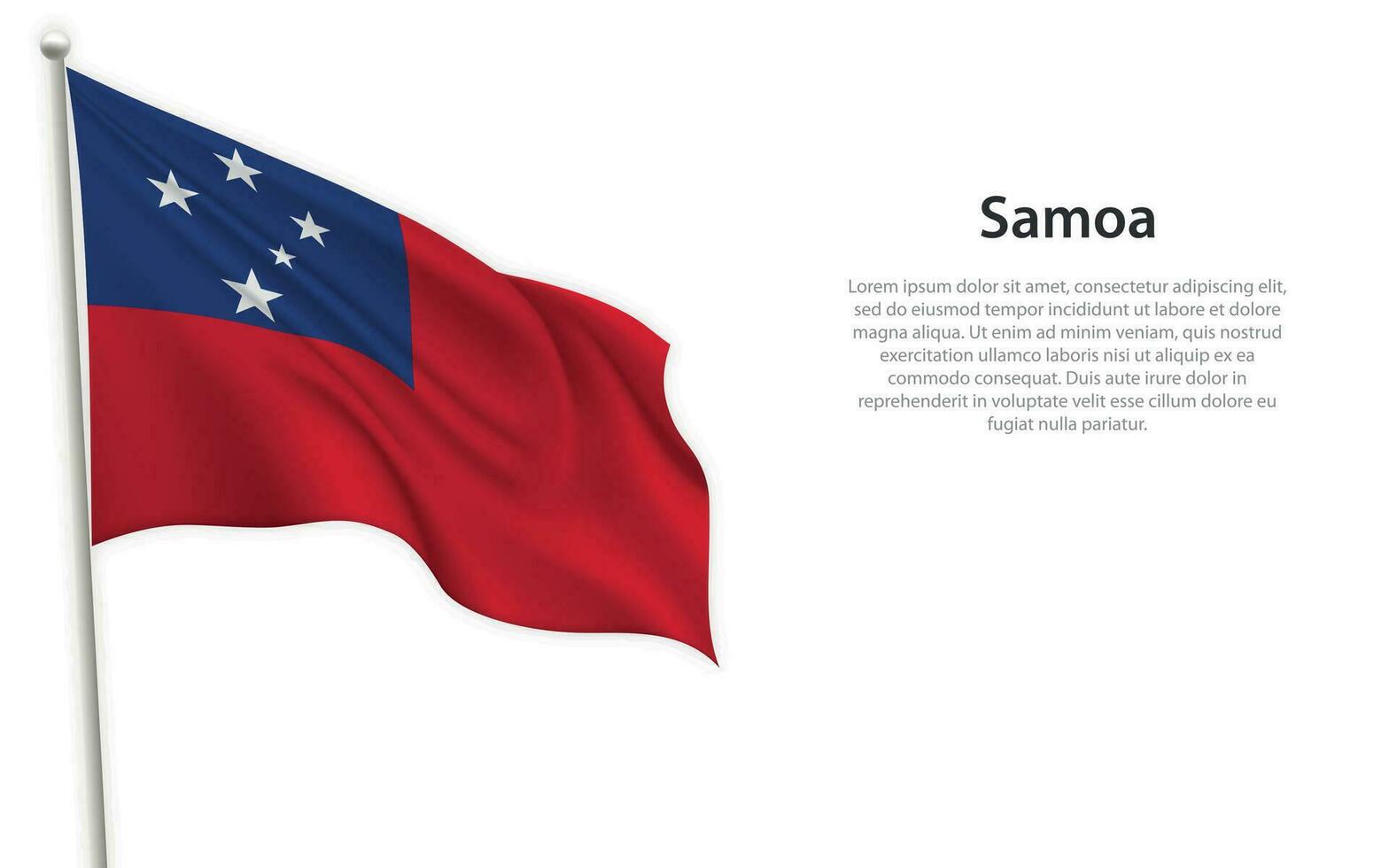 Waving flag of Samoa on white background. Template for independence day vector