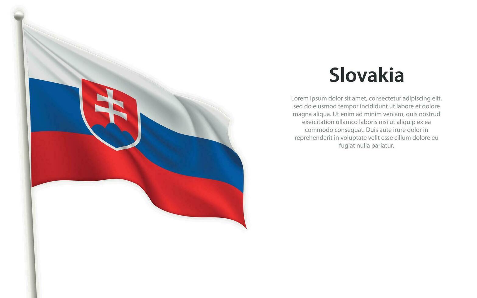 Waving flag of Slovakia on white background. Template for independence day vector