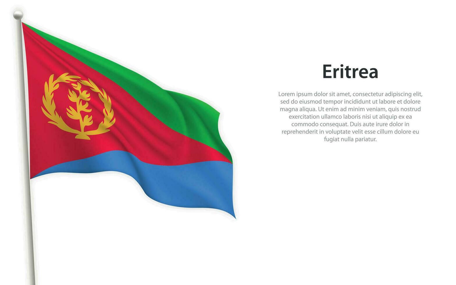 Waving flag of Eritrea on white background. Template for independence day vector