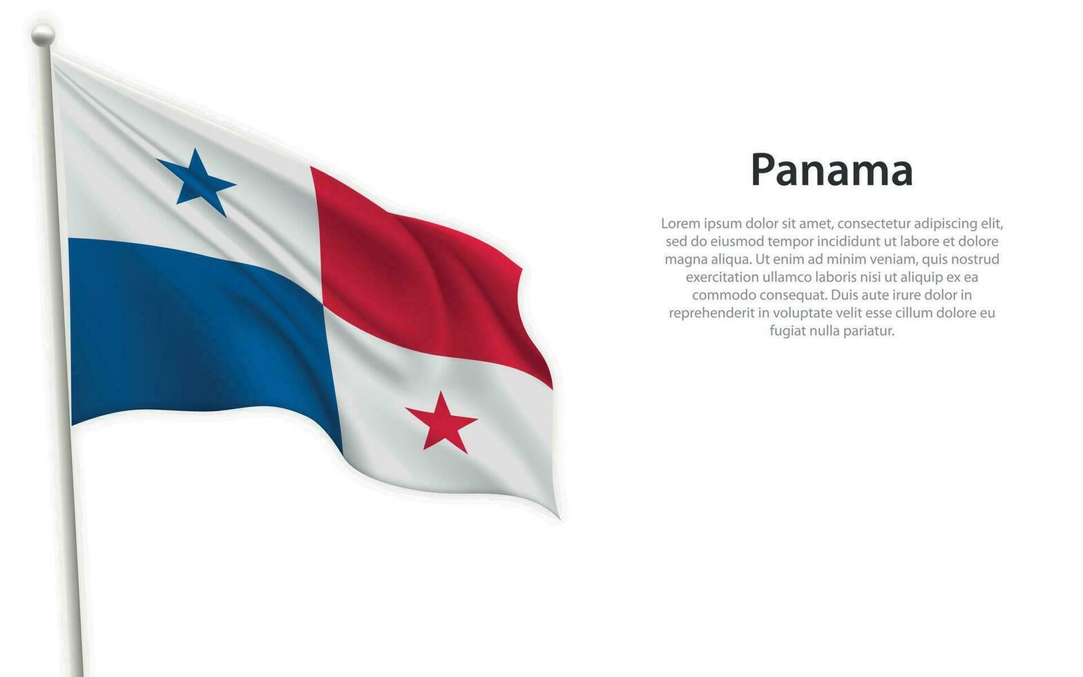 Waving flag of Panama on white background. Template for independence day vector