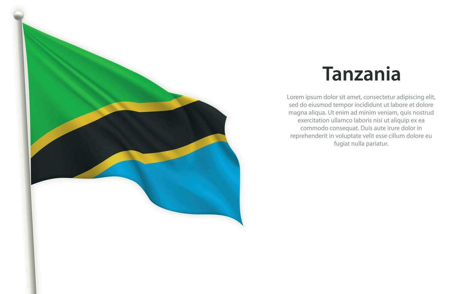 ondulación bandera de Tanzania en blanco antecedentes. modelo para independencia día vector